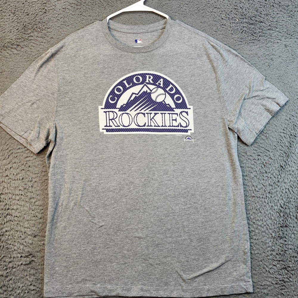 Colorado Rockies Shirt Mens XLT Gray MLB Baseball Short Sleeve Graphic Crewneck